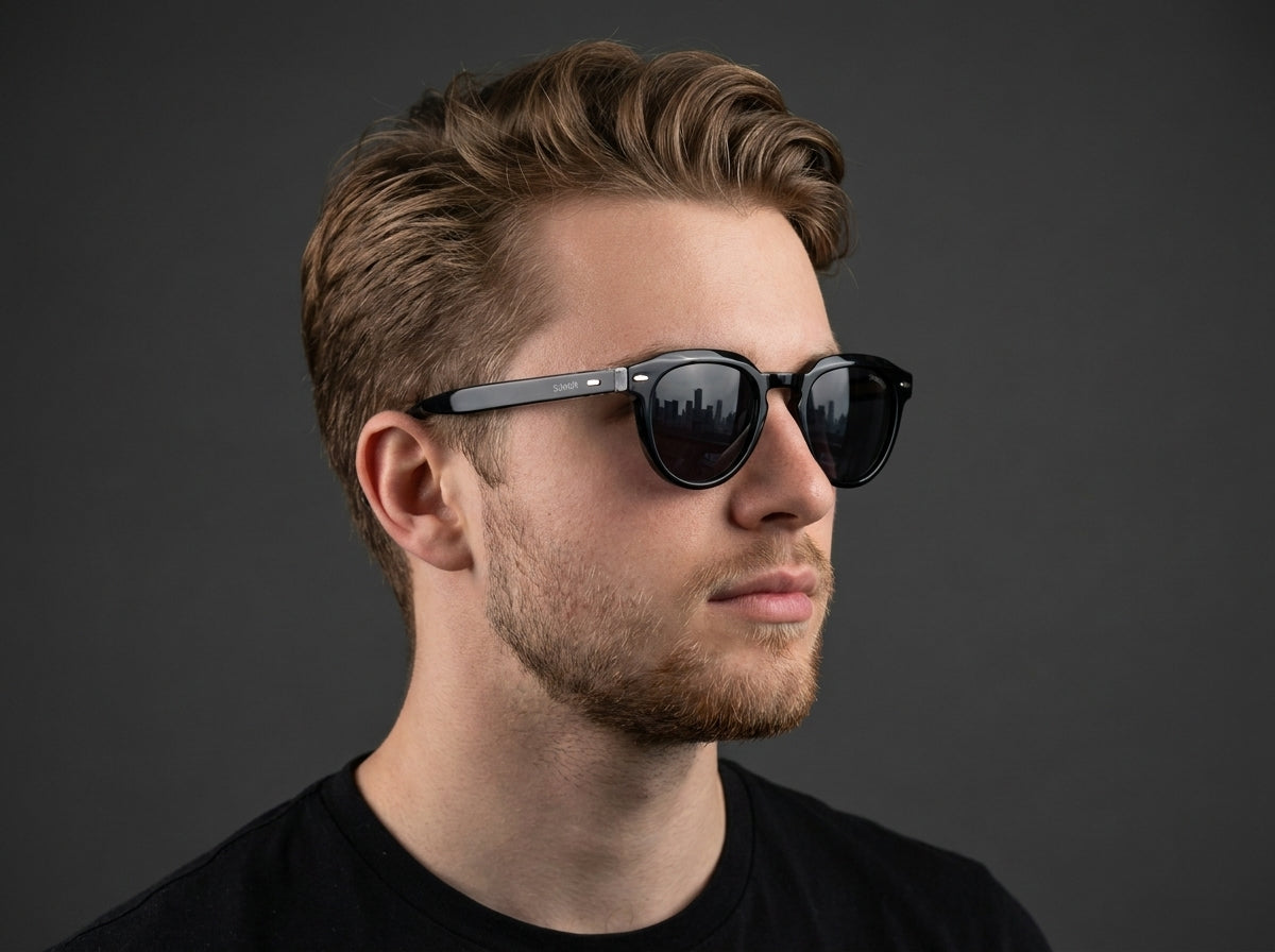 Lunettes de soleil rondes classiques pour l'été – Monture noire et verres teintés