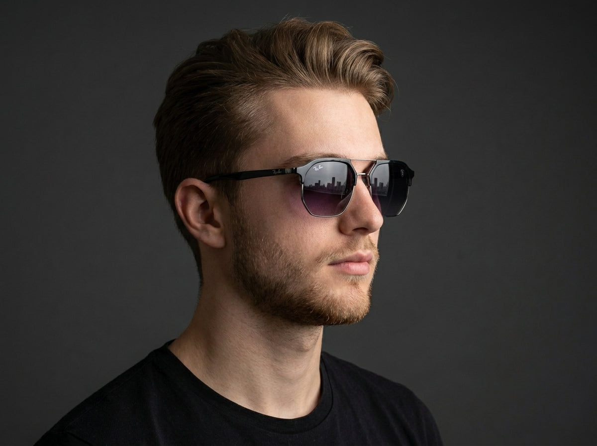 Ray-Ban Ferrari Edition 2170 – Lunettes de soleil géométriques aux verres brun doré dégradé