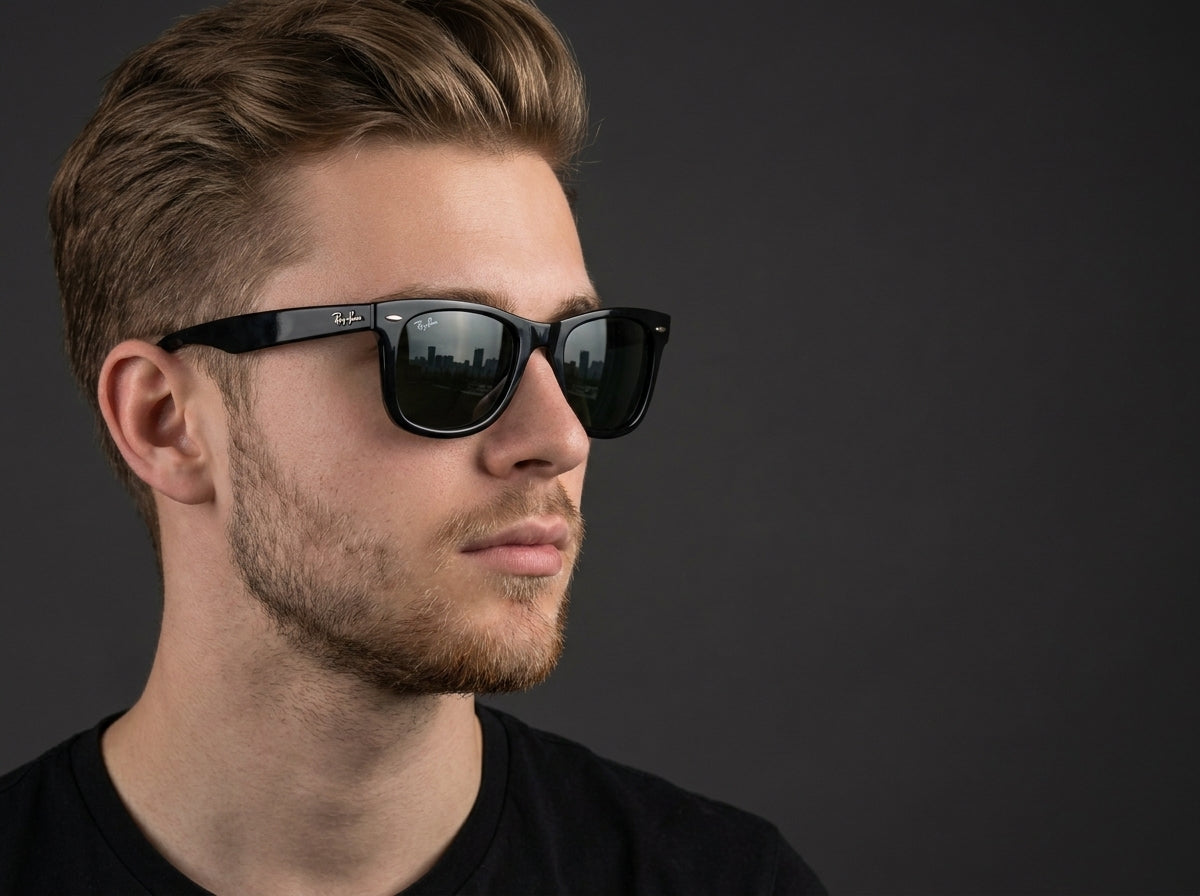 Ray-Ban Original Wayfarer 2140 – Monture noire classique et verres verts G-15