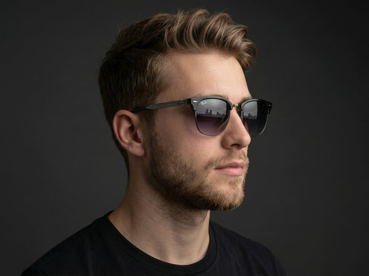 Ray-Ban Clubmaster RB3716 – Lunettes de soleil noir mat et gris dégradé