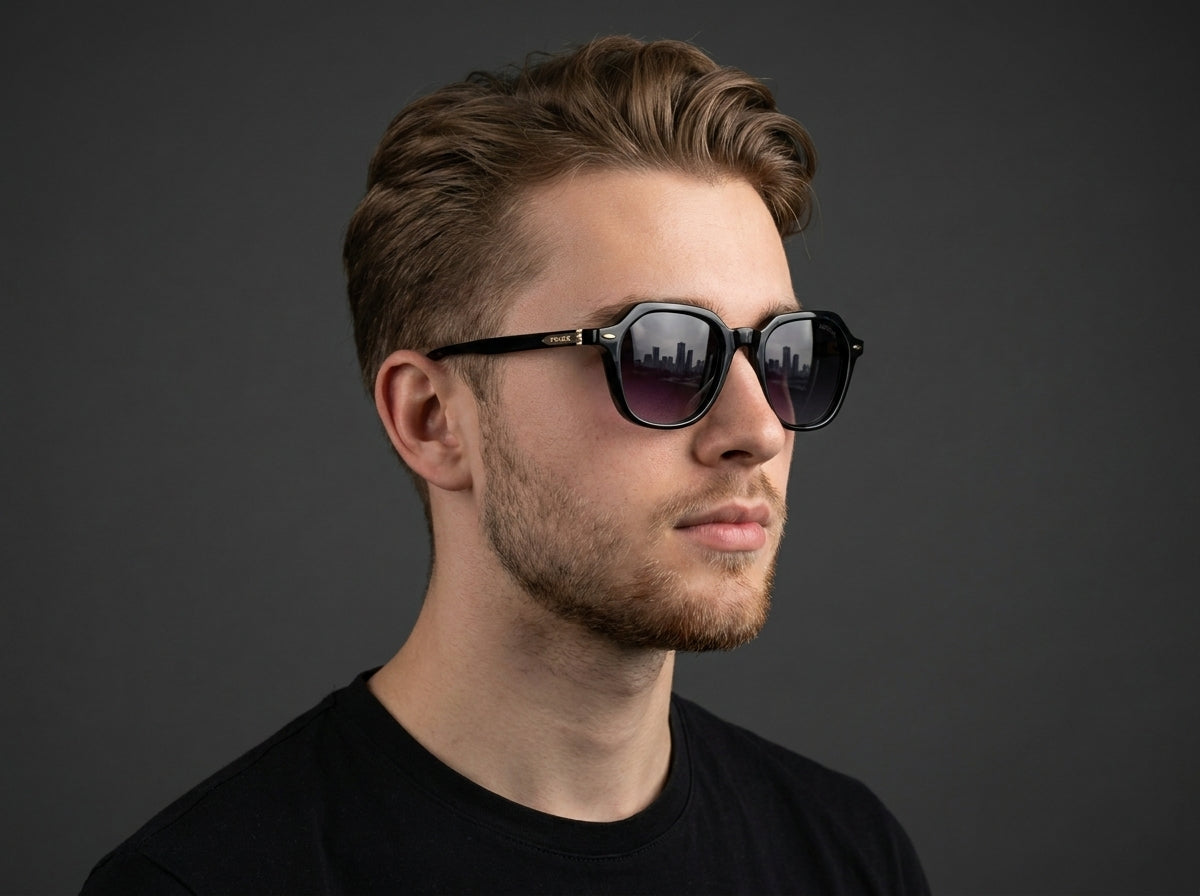 Lunettes de soleil Dolt en acétate, inspirées du modèle Moscot – Noir brillant classique