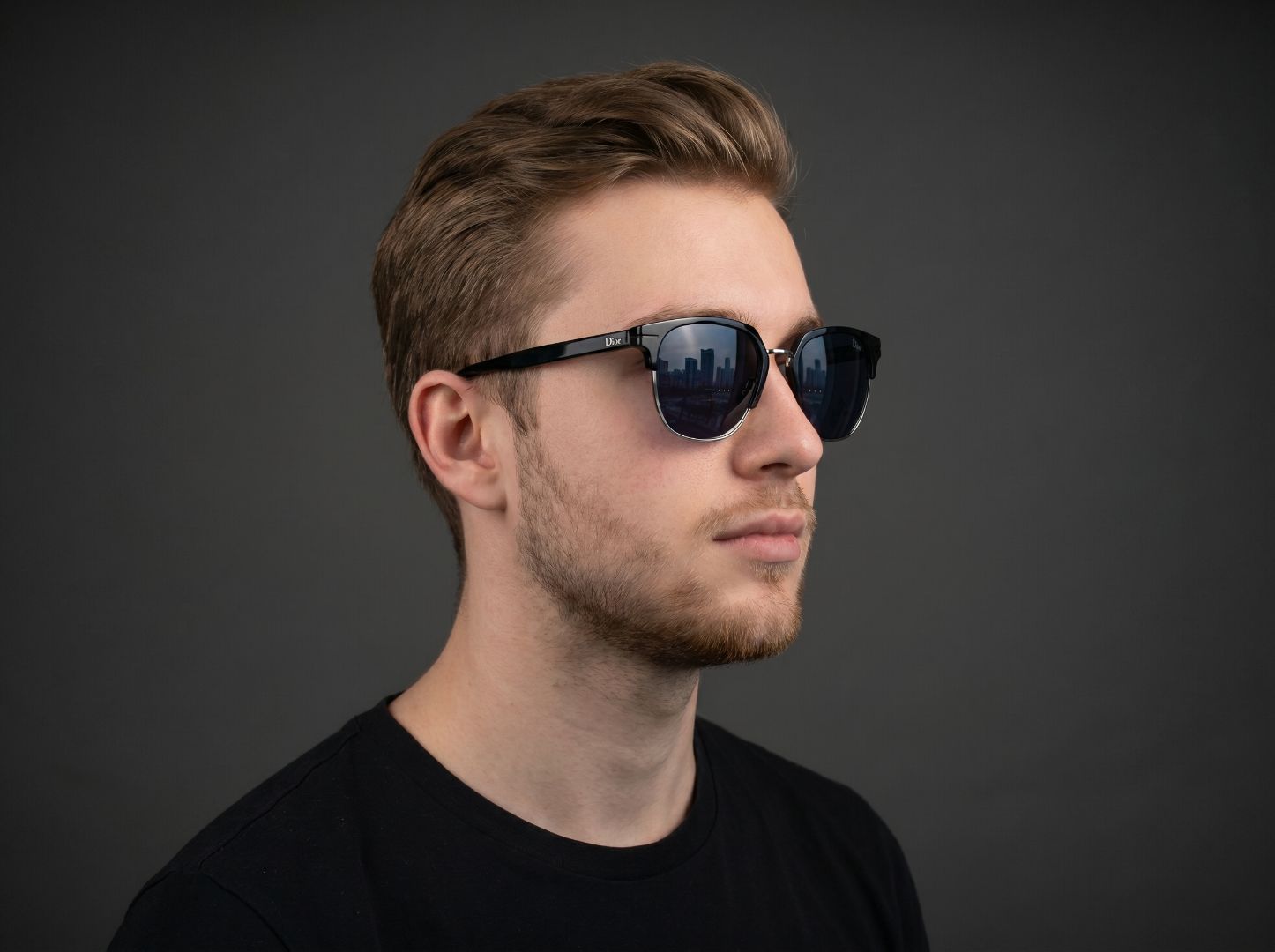 Lunettes de soleil carrées Christian Dior AL13.15 – Noir mat et palladium