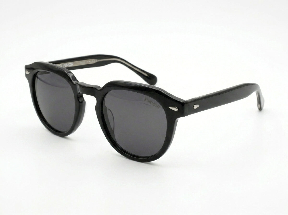 Lunettes de soleil Dolt en acétate, inspirées du modèle Moscot – Noir brillant classique