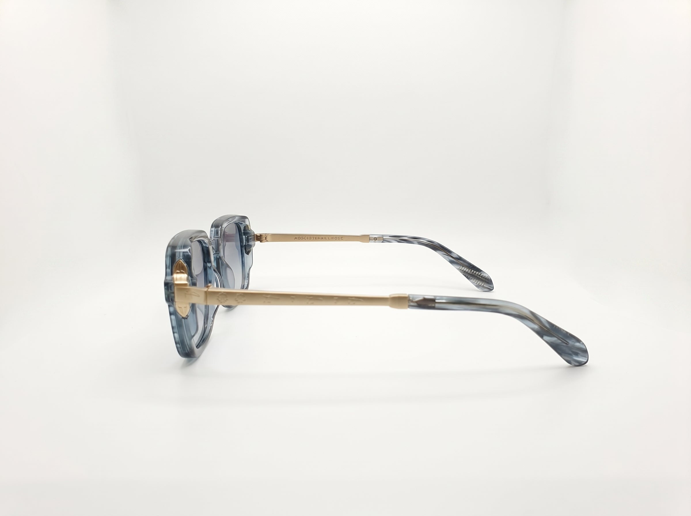 Lunettes de soleil carrées d'inspiration vintage Moscot – Rayures bleues et touches dorées