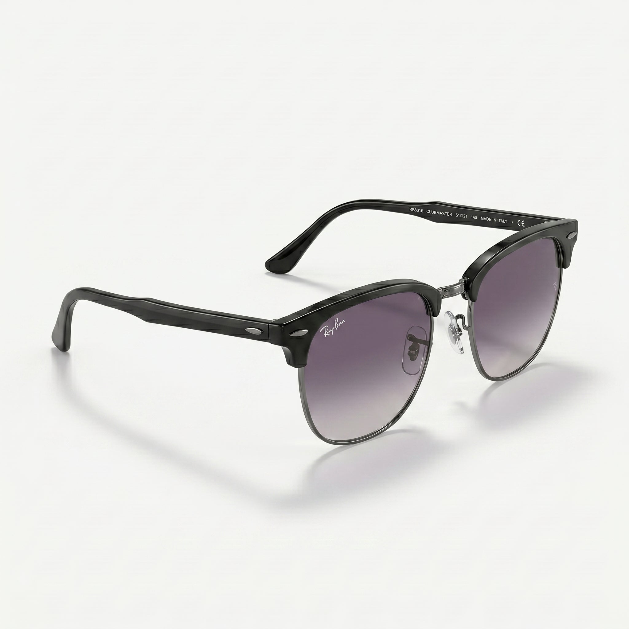 Ray-Ban Clubmaster RB3716 – Lunettes de soleil noir mat et gris dégradé