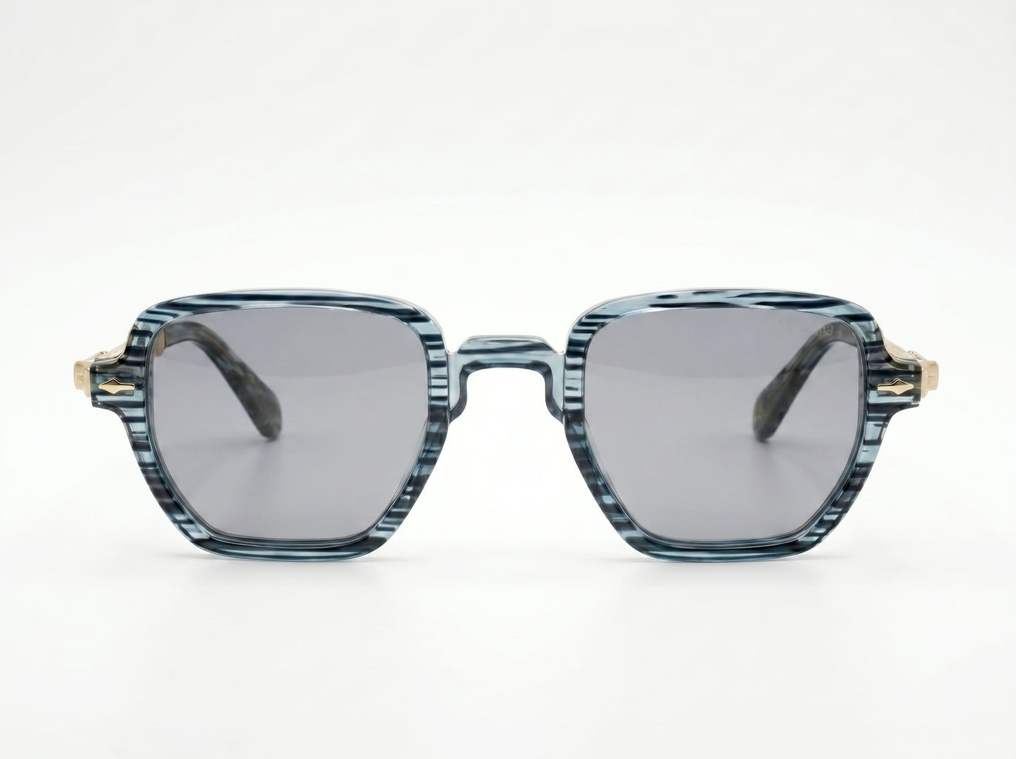 Moscot Vintage-Inspired Square Sunglasses – Striped Blue & Gold Accent