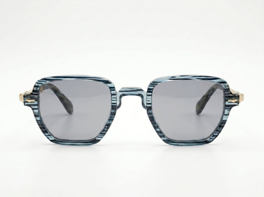 Moscot Vintage-Inspired Square Sunglasses – Striped Blue & Gold Accent