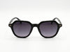 Retro Geometric Square Sunglasses – Matte Black Frame with Gold-Tone Detailing